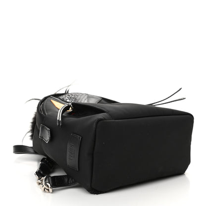 Fendi Nylon Vitello Dolce Goat Fox Fur Crocodile Monster Eyes Mini Backpack Black Sunflower 3 of 9