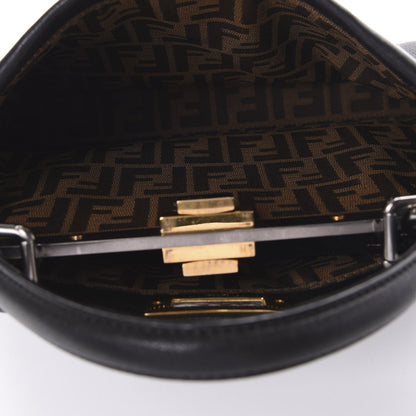 Fendi Goatskin Zucca Medium Peekaboo Iconic Satchel Black Tobacco 5 of 10