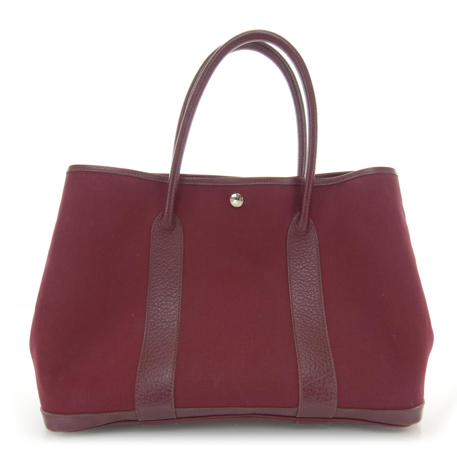 Hermes Toile Leather Garden Party PM Rouge Imperial 1 of 8