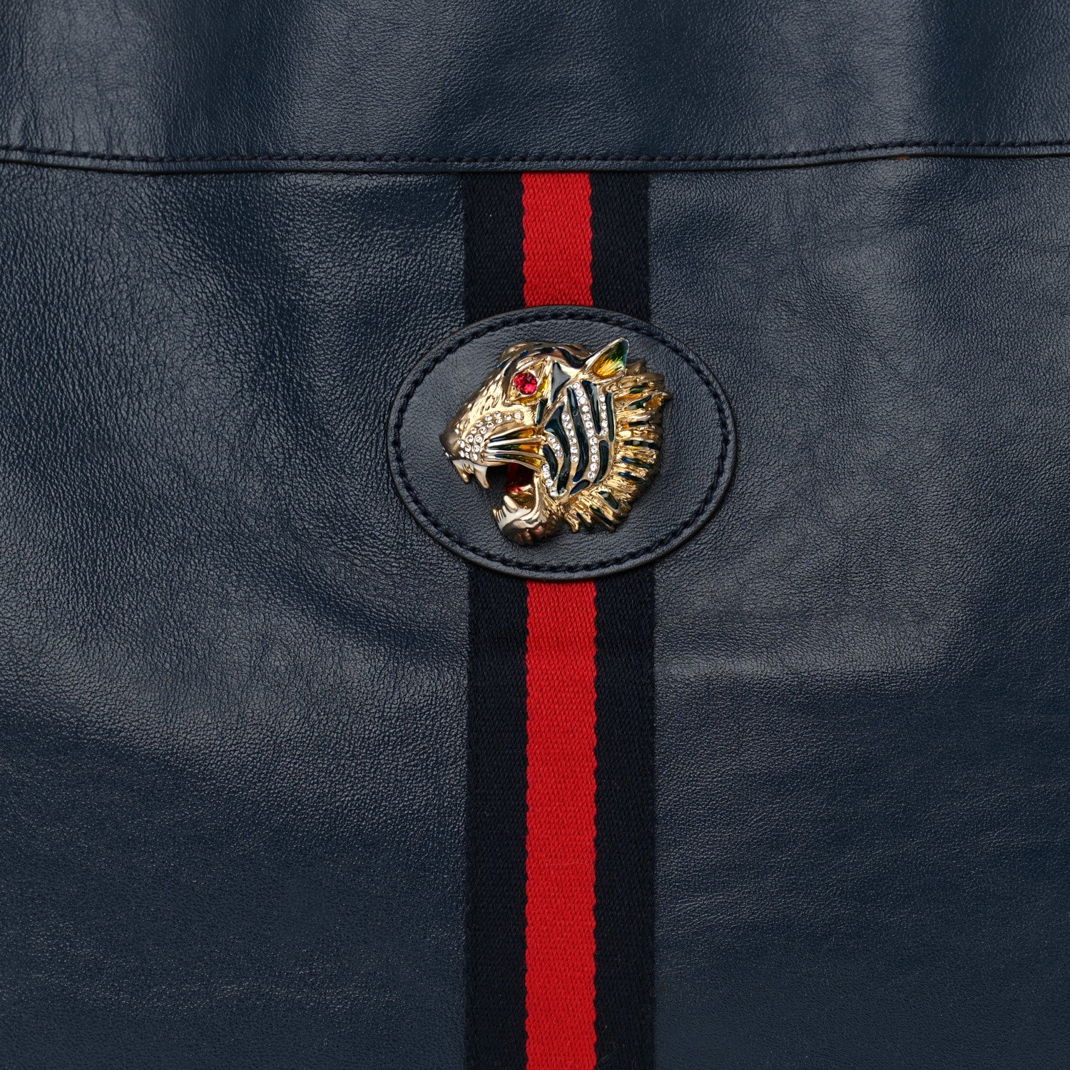 Gucci Calfskin Web Large Rajah Chain Tote Blue 10 of 14