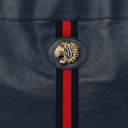 Gucci Calfskin Web Large Rajah Chain Tote Blue 10 of 14
