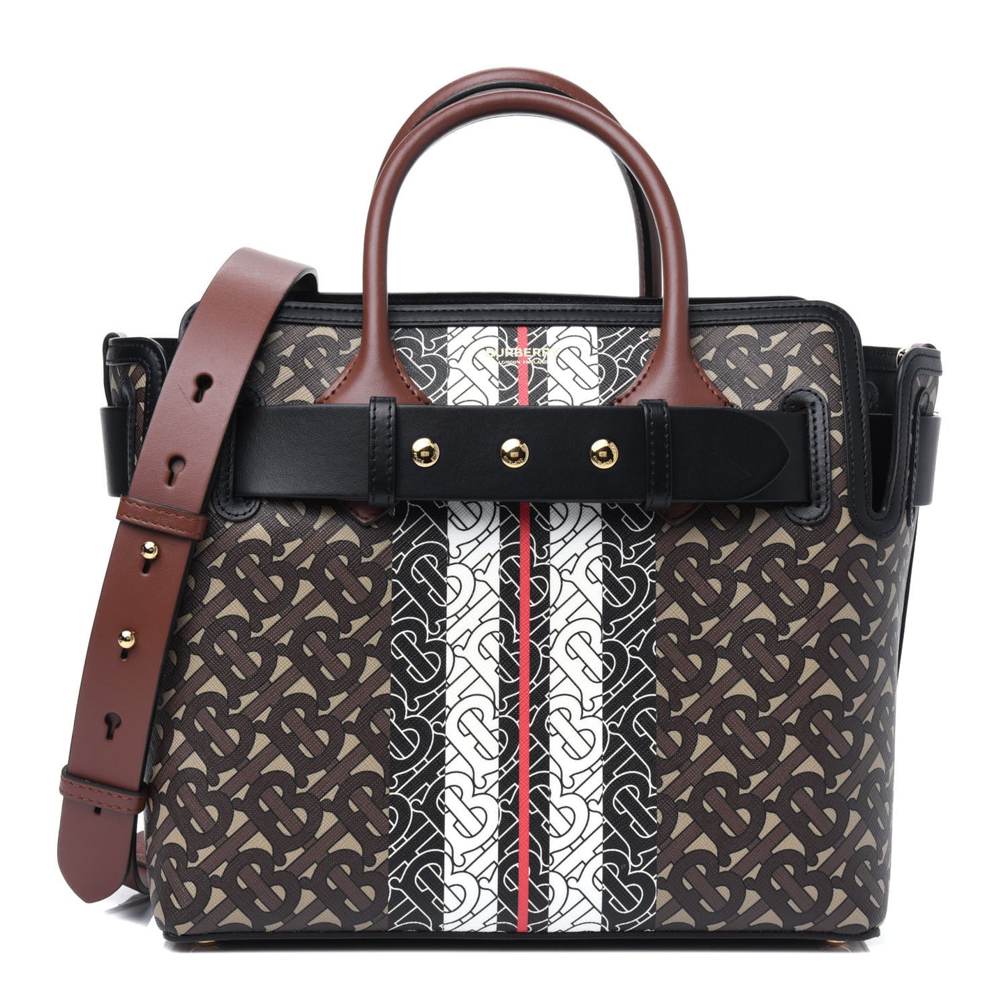 E-Canvas Monogram Stripe Small Belt Tote