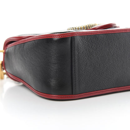 Gucci Vintage Effect Calfskin Matelasse Diagonal Mini Torchon GG Marmont Top Handle Shoulder Bag Black Romantic Cherry 9 of 10