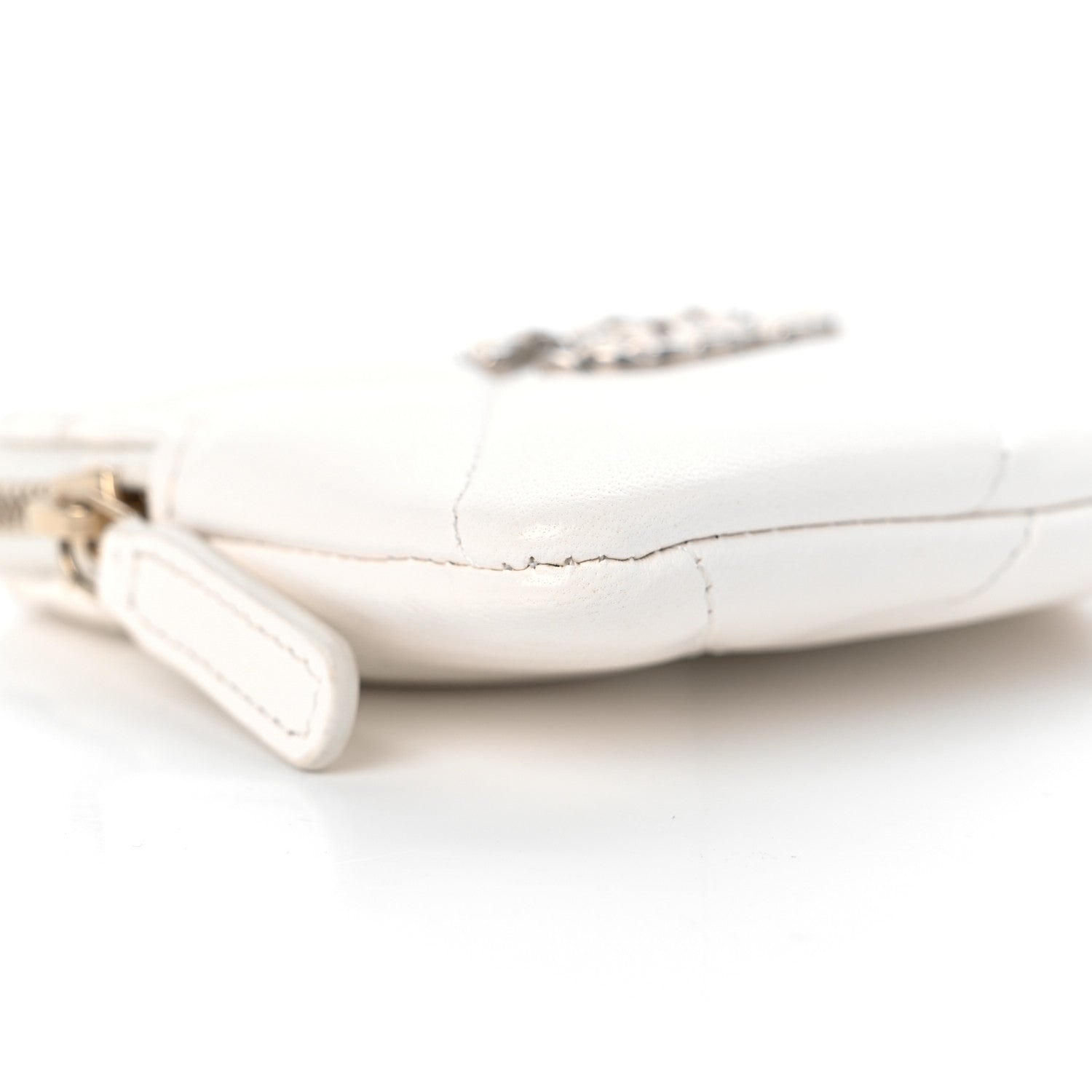 Chanel Lambskin Quilted Chanel 19 Zip Card Holder Wallet White 8 of 11
