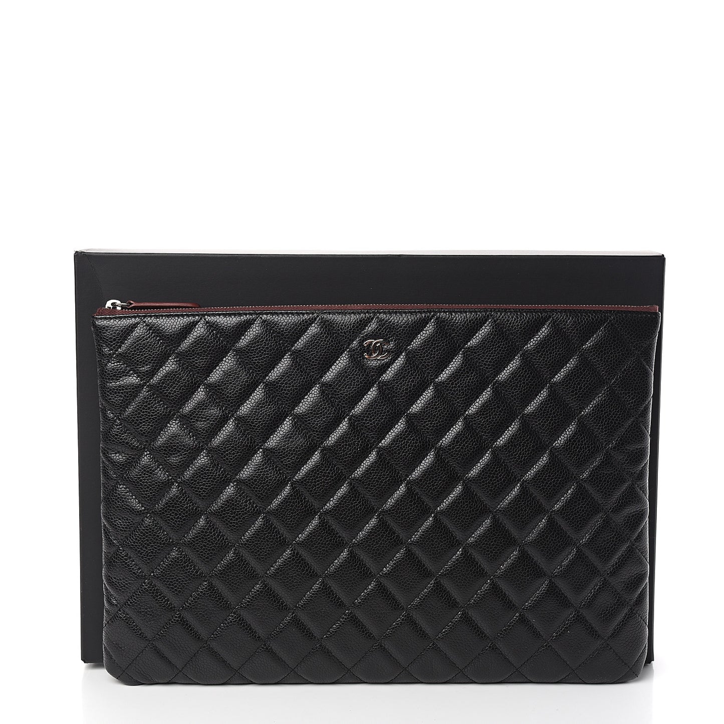 Caviar Quilted Large Cosmetic Case Black