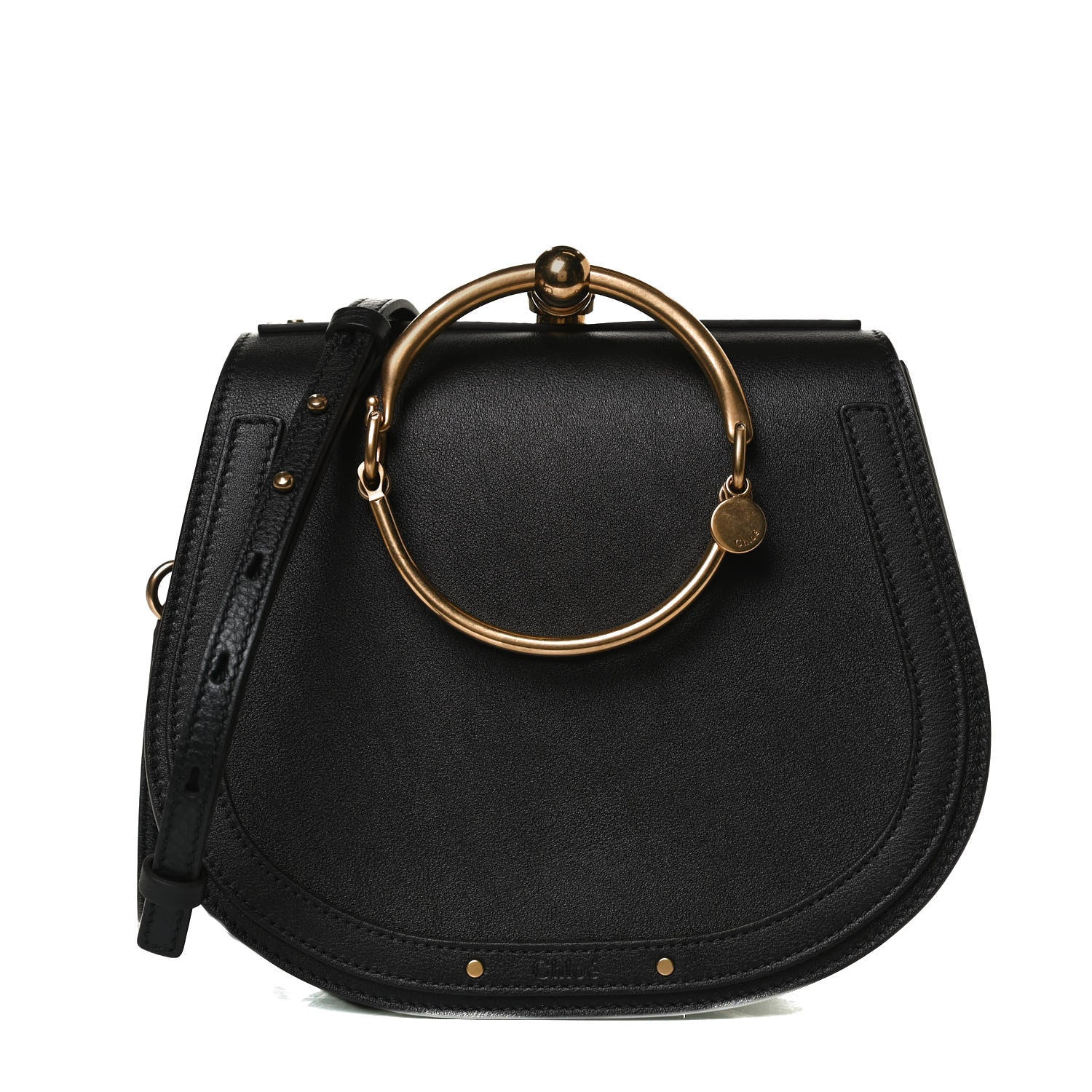 Chloe Calfskin Suede Medium Nile Bracelet Bag Black 1 of 12