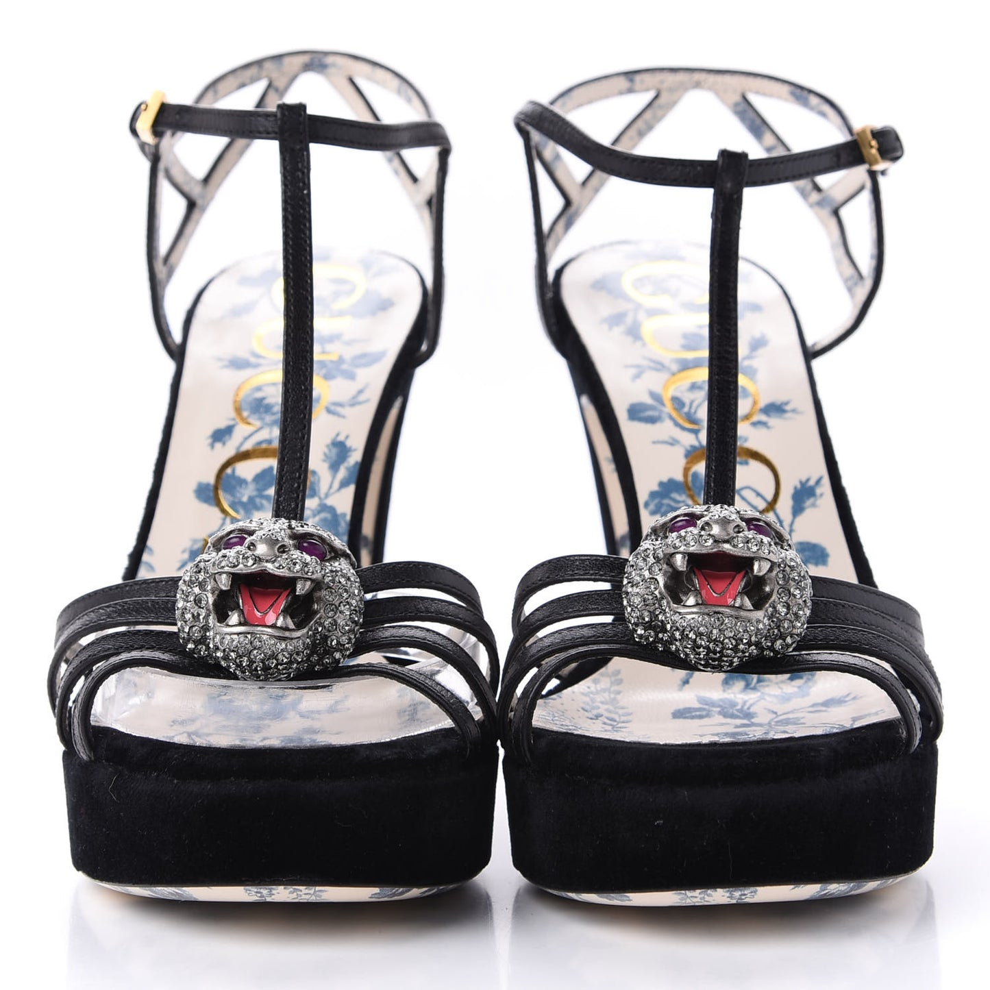 Velvet Malaga Kid Elias T-Strap Platform High Heel Sandals 36.5 Black