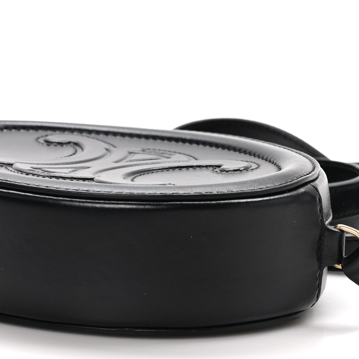Celine Smooth Calfskin Cuir Small Triomphe Oval Crossbody Purse Black 9 of 10