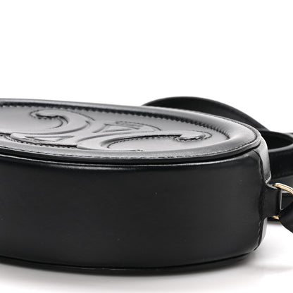 Celine Smooth Calfskin Cuir Small Triomphe Oval Crossbody Purse Black 9 of 10