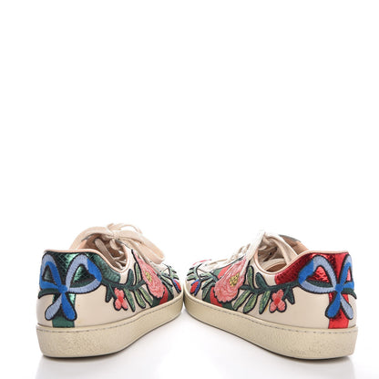 Gucci Calfskin Web Floral Embroidered Mens Ace Sneakers 9 Off White 6 of 10