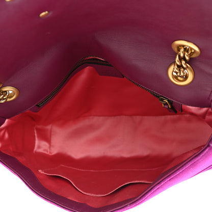 Gucci Velvet Matelasse Medium GG Marmont Shoulder Bag Fuchsia Violet Cyclamen 5 of 11
