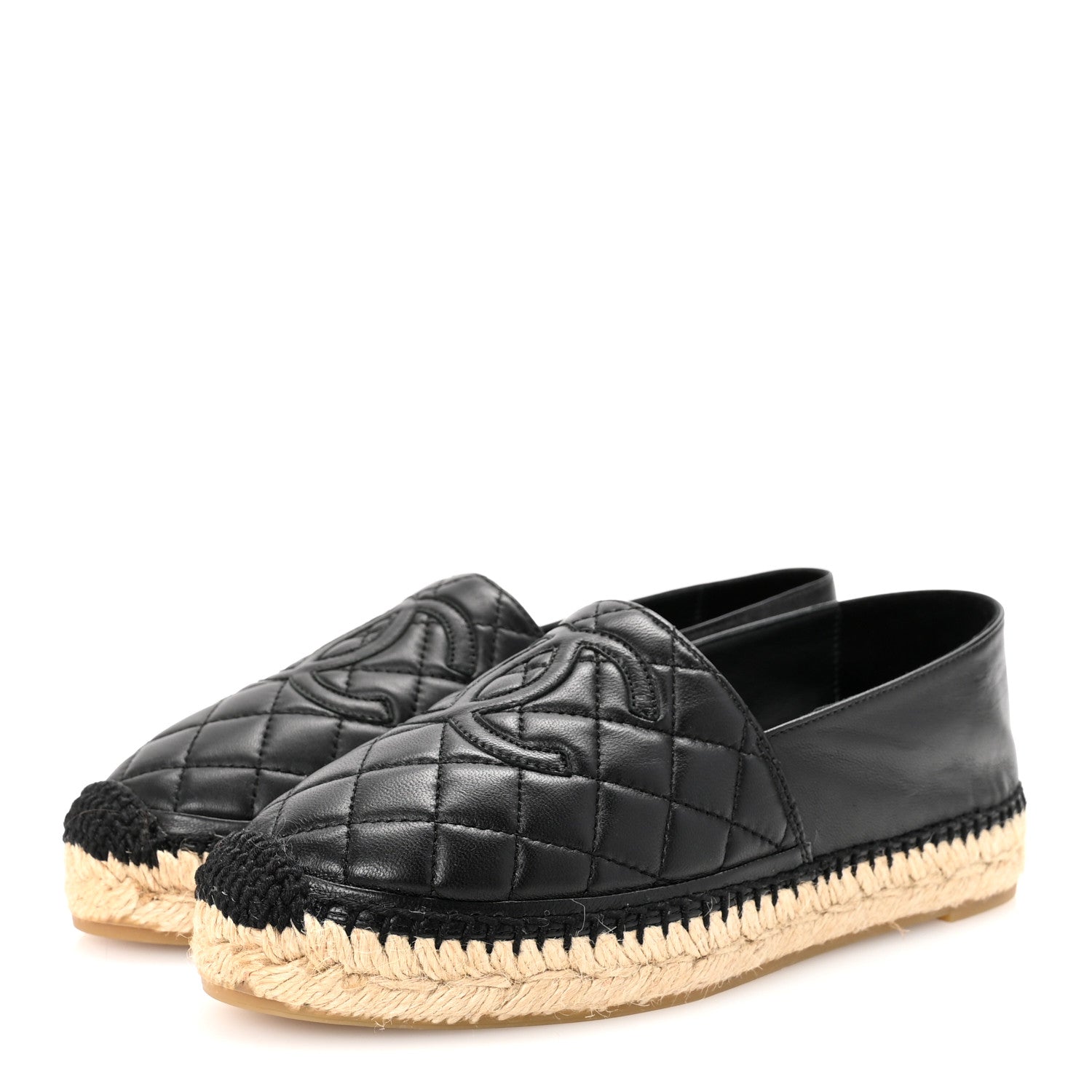 Chanel Lambskin Quilted CC Espadrilles 36 Black 4 of 10