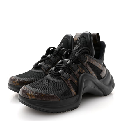 Louis Vuitton Calfskin Patent Monogram LV Archlight Sneakers 38 Black 3 of 9