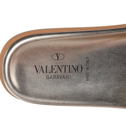 Valentino Garavani PVC Metallic Nappa Rockstud Moonwalk Flat Slide Sandals 40.5 Platino Transparent 7 of 8