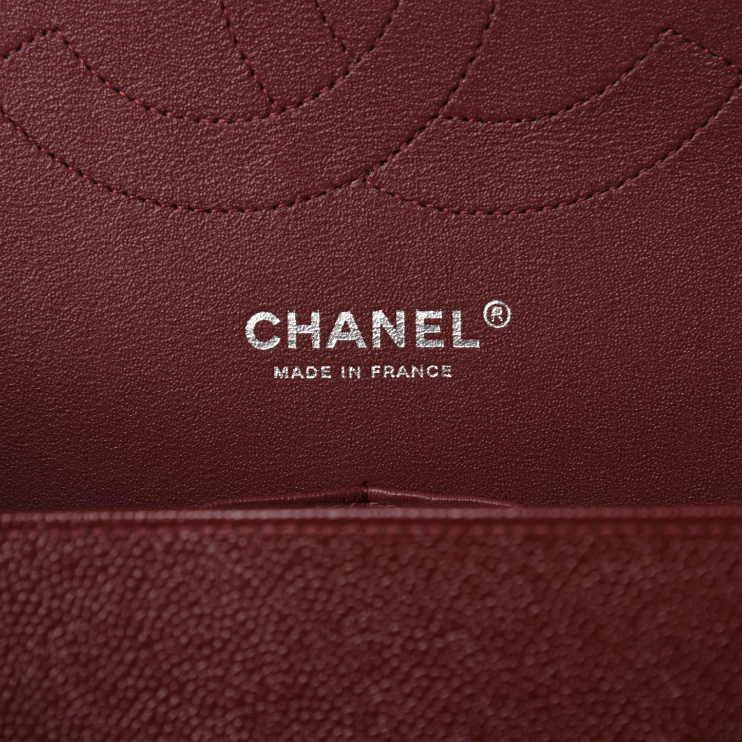 Caviar Quilted Jumbo Double Flap Dark Red