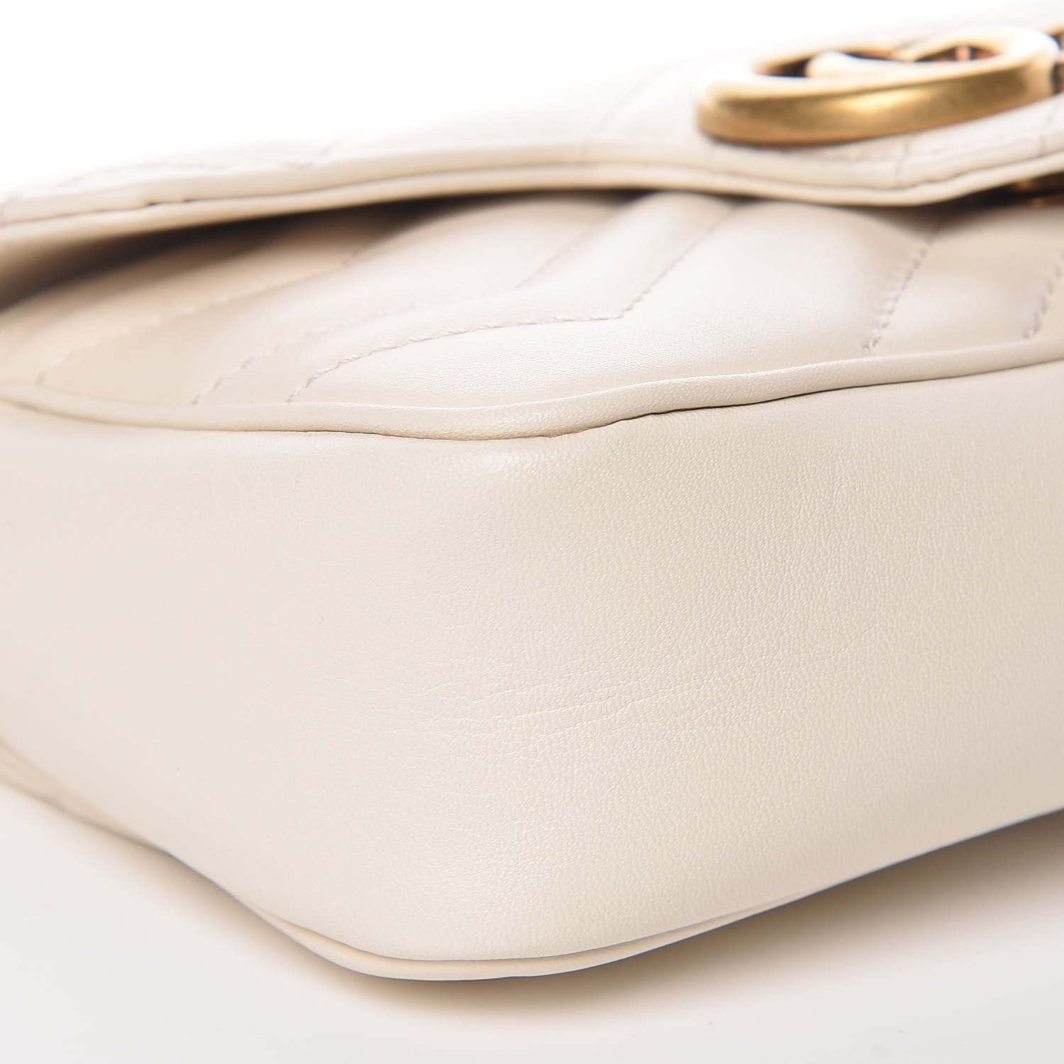 Gucci Calfskin Matelasse Super Mini GG Marmont Shoulder Bag White 5 of 10