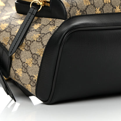 Gucci GG Supreme Monogram Bees Print Small Day Backpack Beige Oro Black 9 of 16