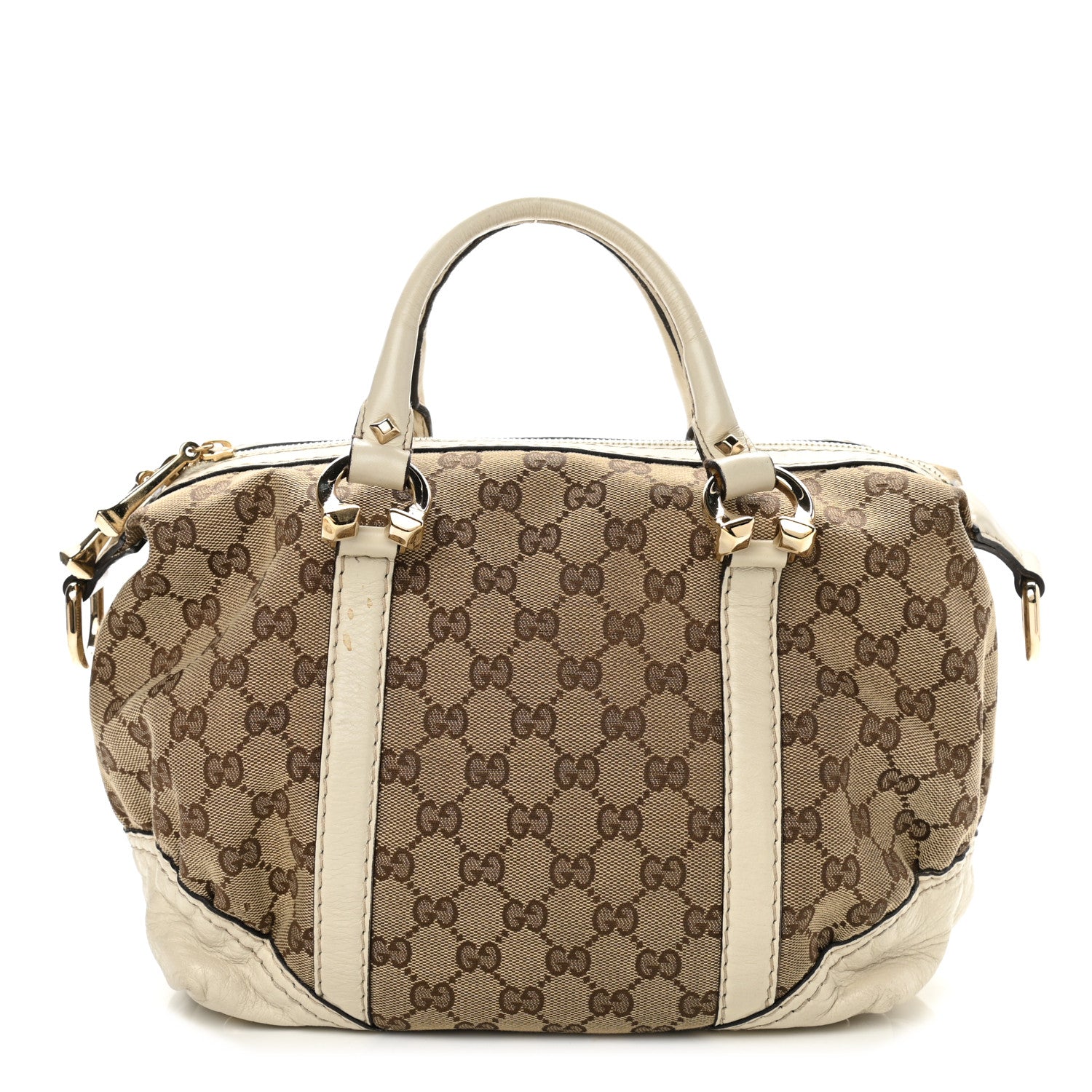 Gucci Monogram Equestrian Horseshoe Bowler White 1 of 12