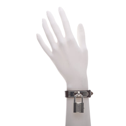Hermes Sterling Silver Courchevel 20mm Kelly Cadena Quartz Watch Chocolate 2 of 12