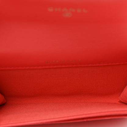 Chanel Lambskin Quilted Flap Card Holder Wallet Coral 5 of 9