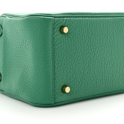 Hermes Taurillon Clemence Mini Lindy 20 Vert Vertigo 9 of 11