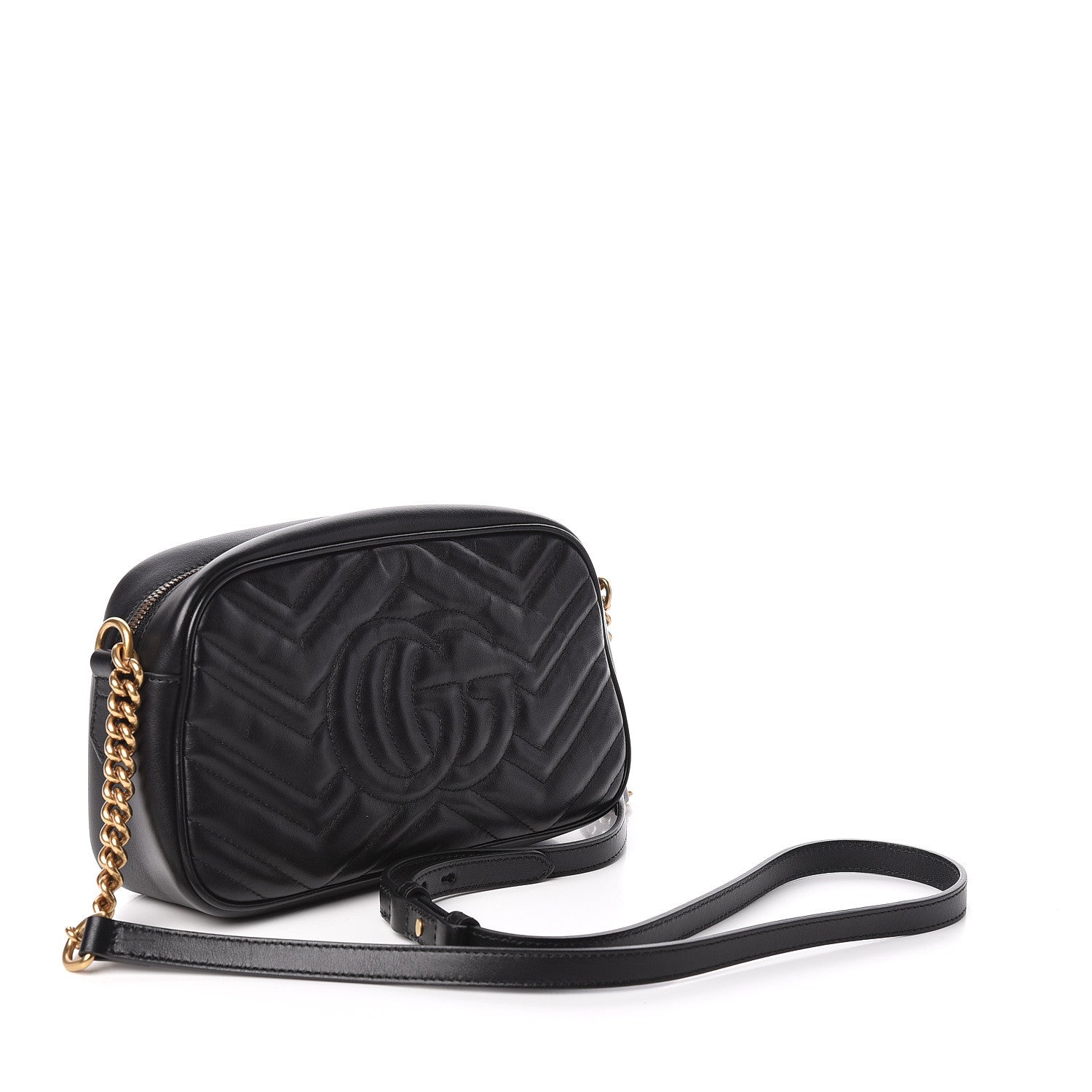 Gucci Calfskin Matelasse Small GG Marmont Chain Shoulder Bag Black 3 of 10