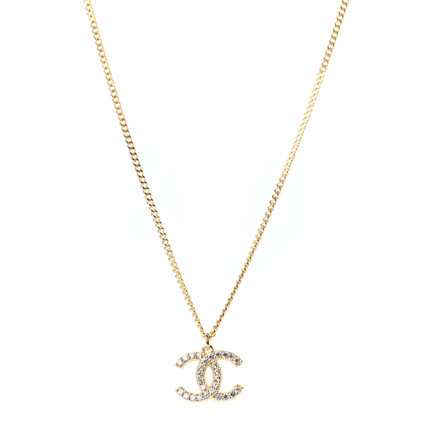Crystal CC Pendant Necklace Gold