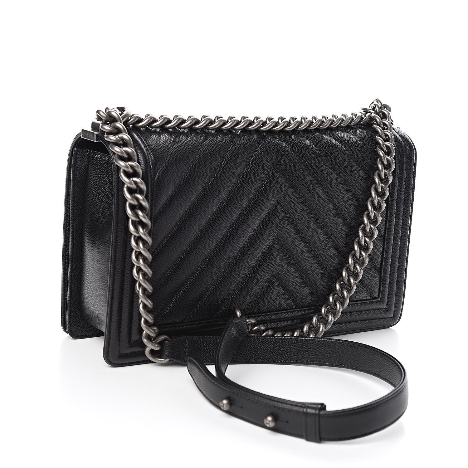 Chanel Caviar Chevron Quilted New Medium Boy Flap Black 3 of 10