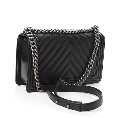 Chanel Caviar Chevron Quilted New Medium Boy Flap Black 3 of 10