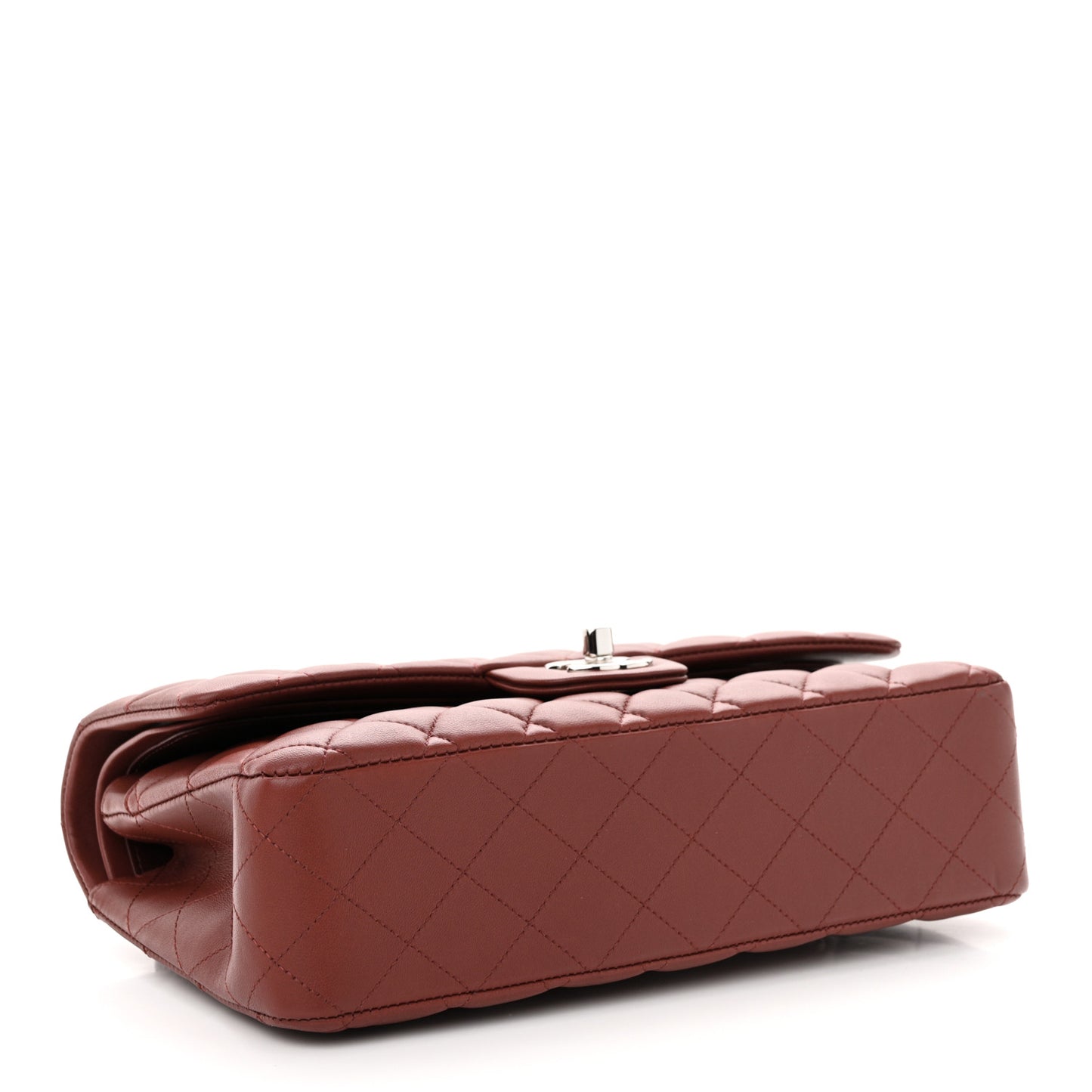 Lambskin Quilted Medium Double Flap Burgundy