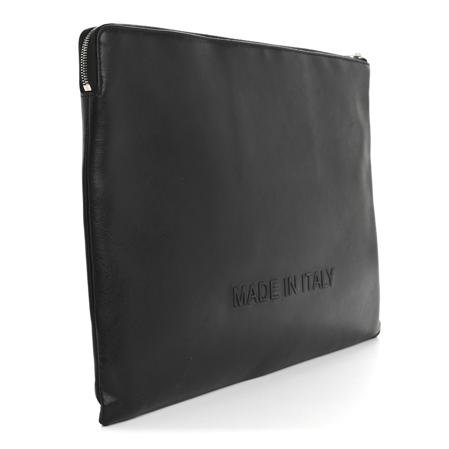 Calfskin Large Made In Clutch Pouch Black