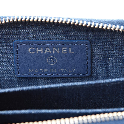 Chanel Denim Quilted Zip Coin Purse Blue 6 of 8