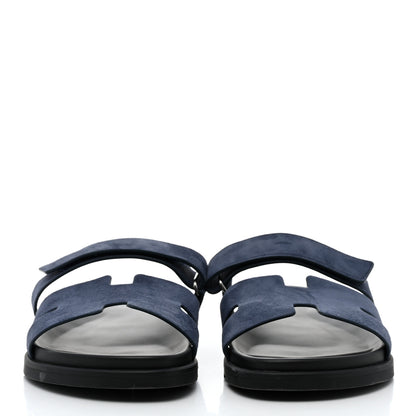 Hermes Suede Goatskin Mens Chypre Sandals 44 Bleu Celeste 2 of 9