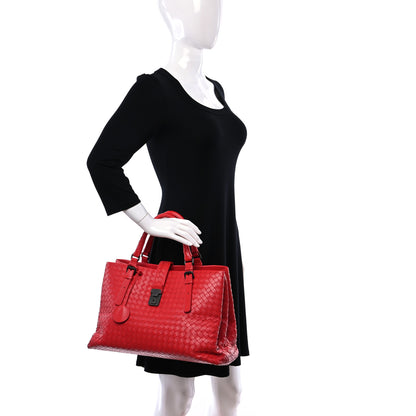 Bottega Veneta Light Calf Intrecciato Medium Roma Fraise 2 of 8