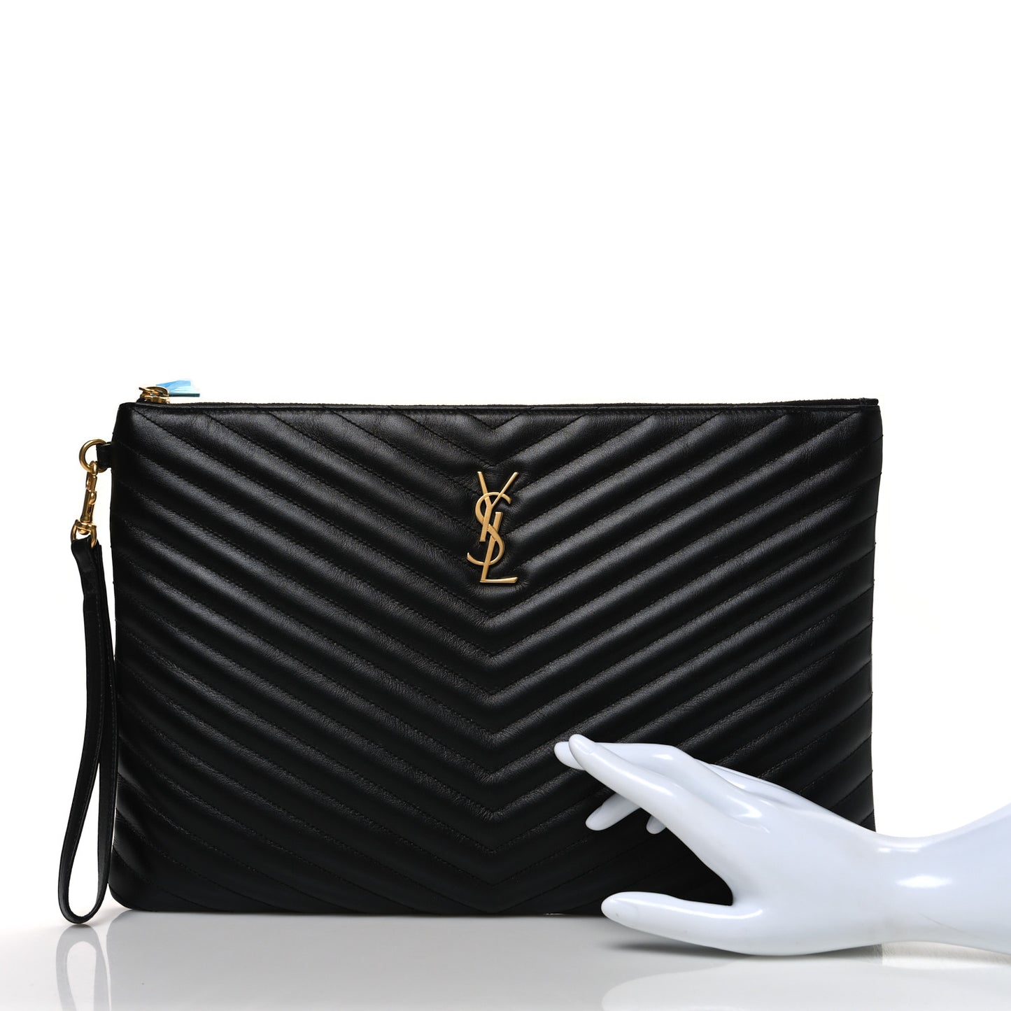 Calfskin Matelasse Monogram Cassandre Tablet Pouch Black