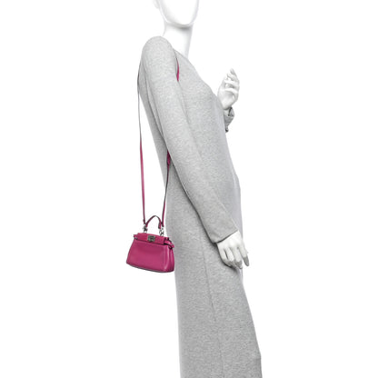 Fendi Nappa Micro Peekaboo Iconic Satchel Magenta 2 of 9