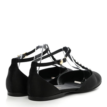 Chanel Satin Crystal Star Flats 40 Black 4 of 8