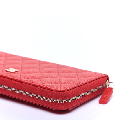 Chanel Caviar Quilted Long Zip Around Wallet Red 7 of 11
