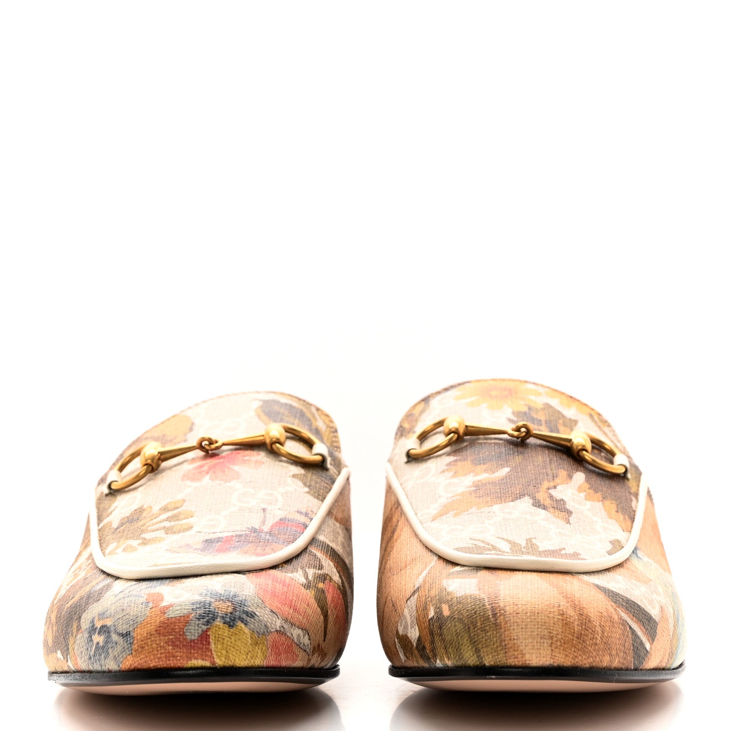 Gucci GG Supreme Monogram Malaga Kid Water Flora Womens Princetown Slippers 39 Beige White Multicolor Mystic White 2 of 12