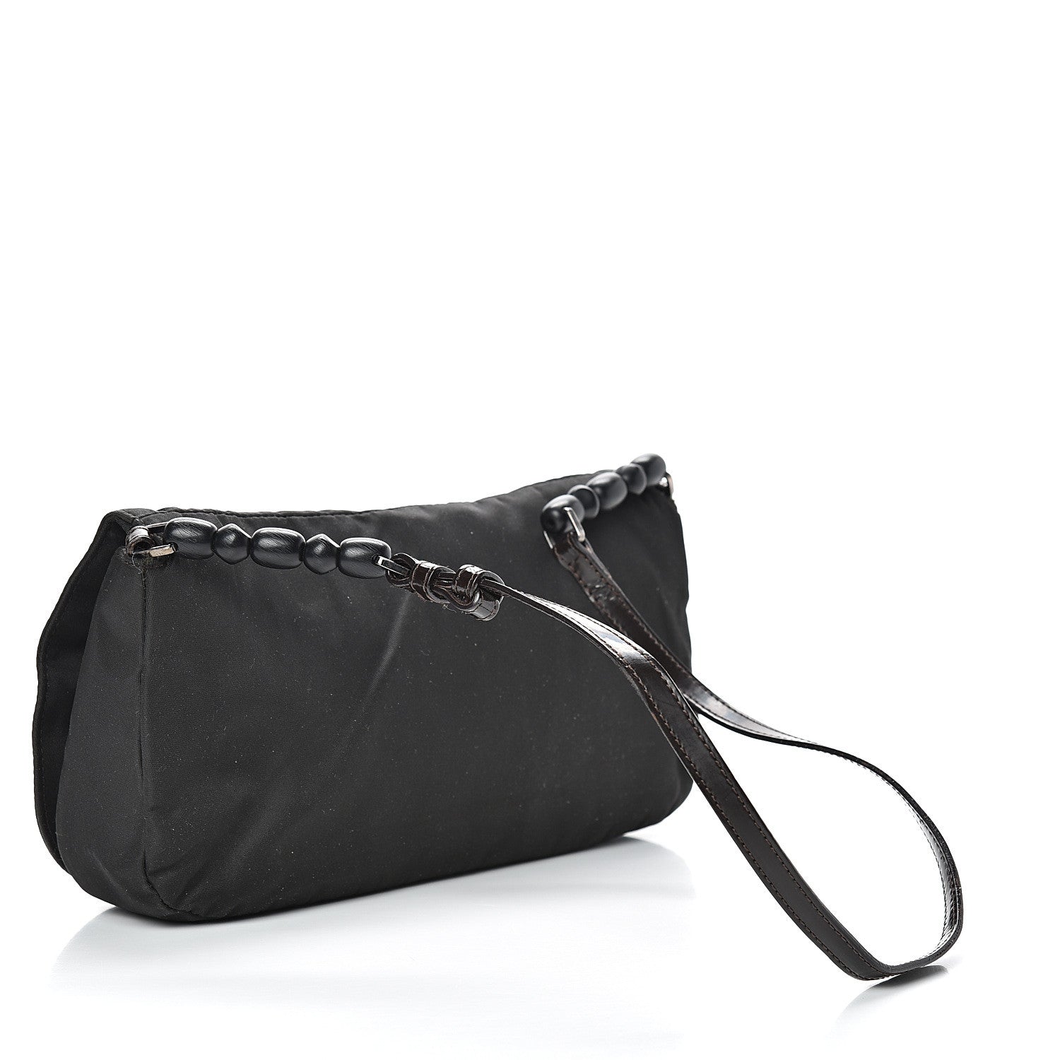 Christian Dior Nylon Calfskin Maris Pearl Beaded Shoulder Bag Black 2 of 15