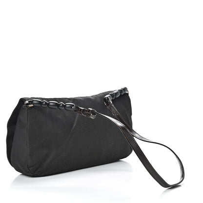 Christian Dior Nylon Calfskin Maris Pearl Beaded Shoulder Bag Black 2 of 15