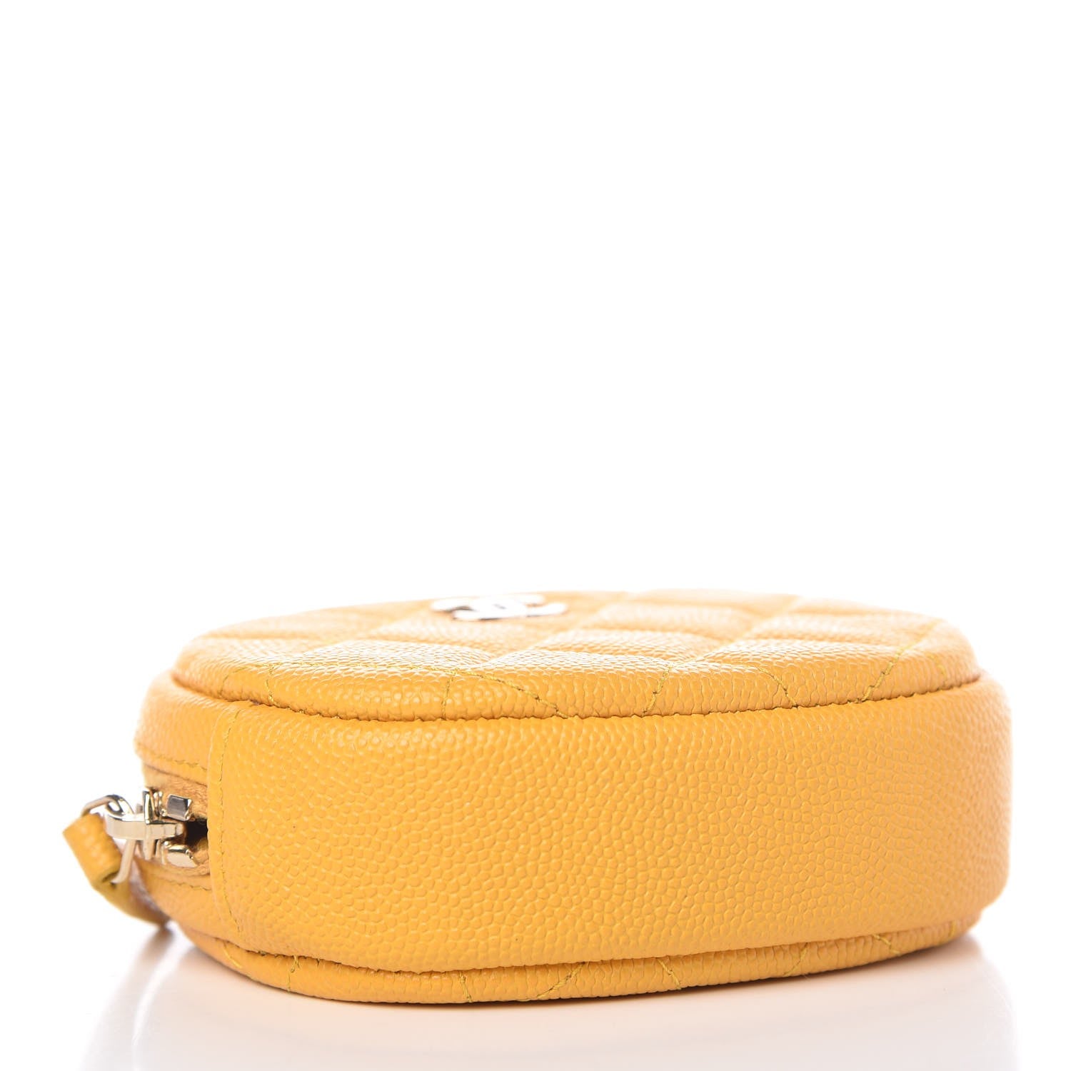 Chanel Caviar Quilted Zip Around Classic Coin Purse Yellow 4 of 8