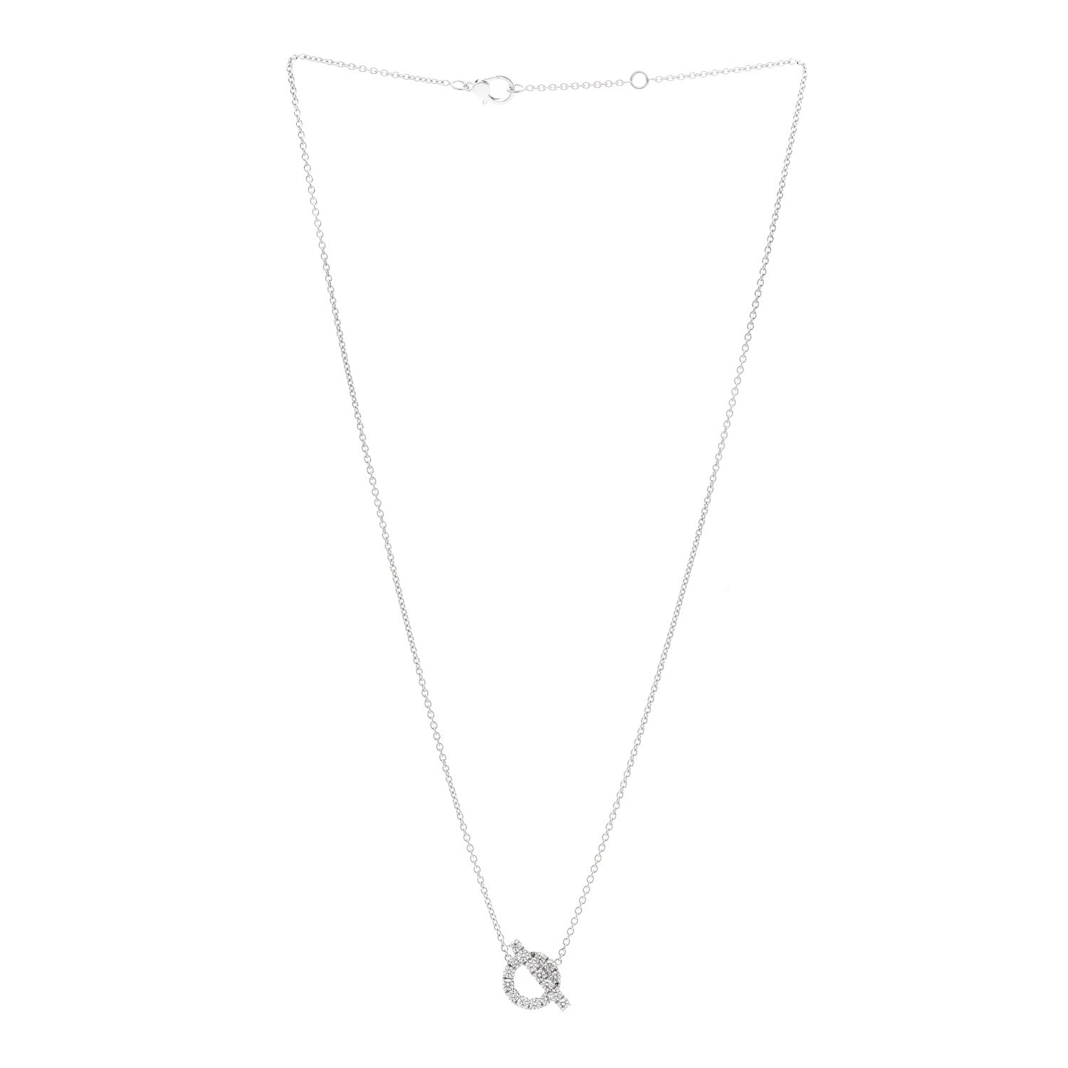Hermes 18K White Gold Diamond Finesse Pendant Necklace 2 of 4