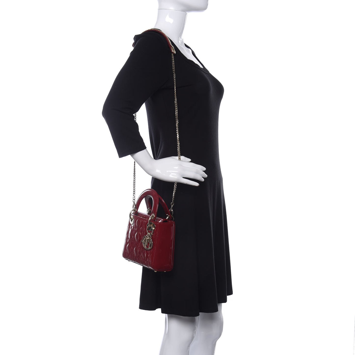 Patent Cannage Mini Lady Dior Red