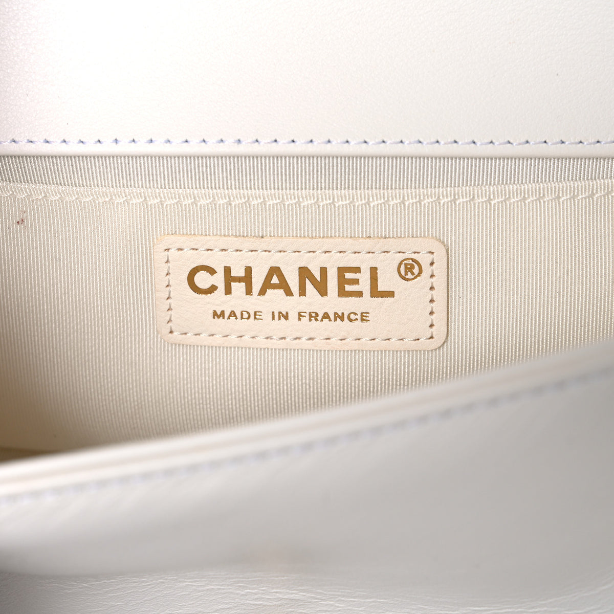 Calfskin Pearl Small Boy Flap White
