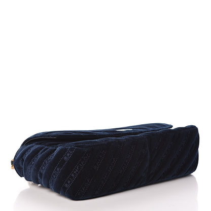 Balenciaga Velvet Logo Matelasse M BB Chain Shoulder Bag Navy 4 of 9