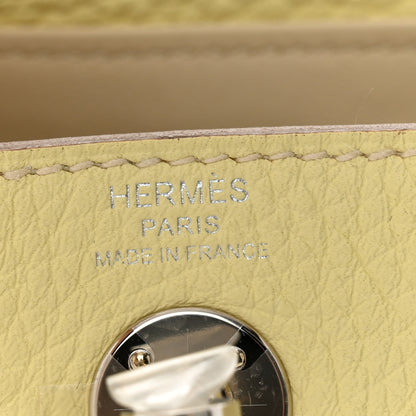 Hermes Taurillon Clemence Verso Mini Lindy 20 Jaune Milton Mushroom 6 of 10