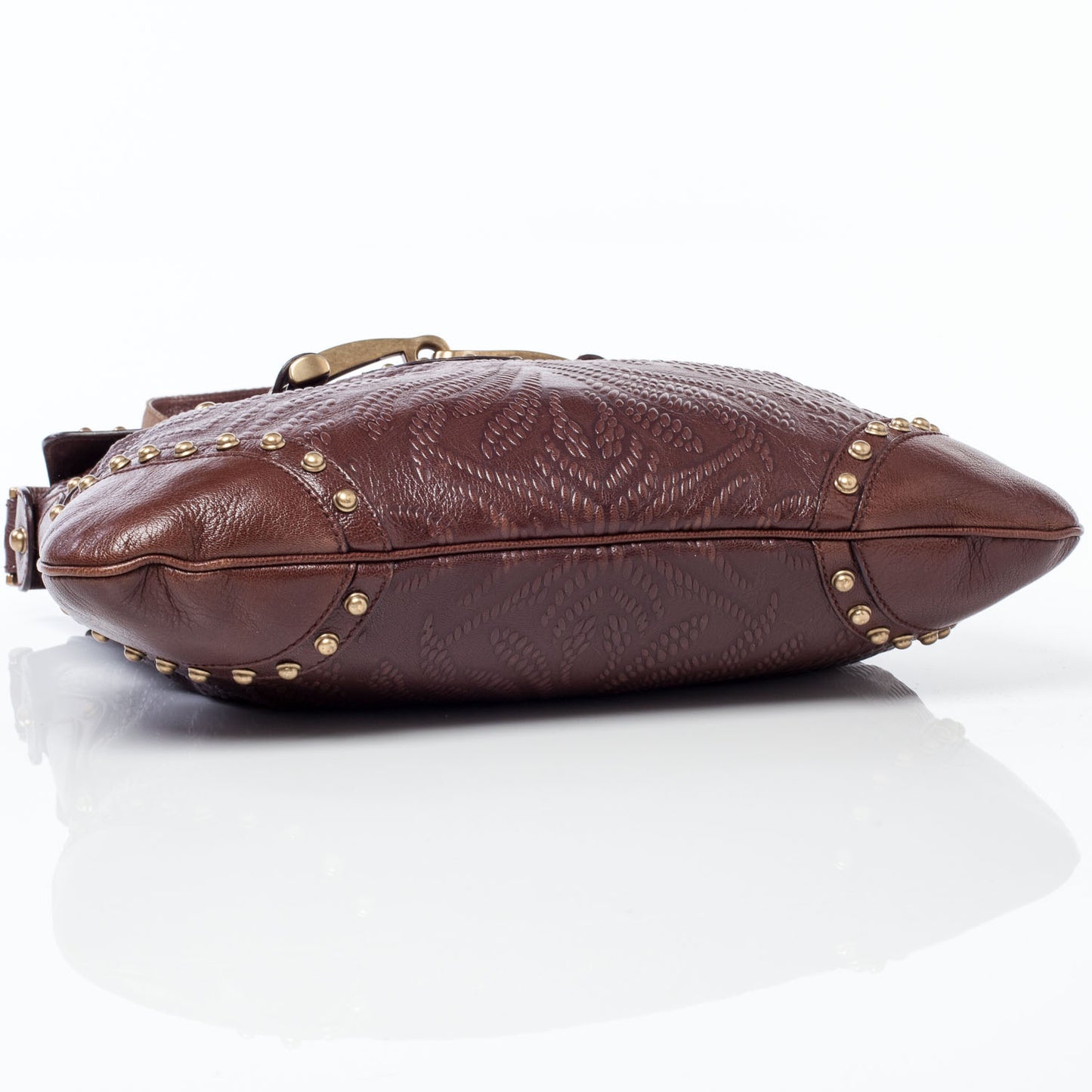 Leather Studded and Tooled Pelham Brown