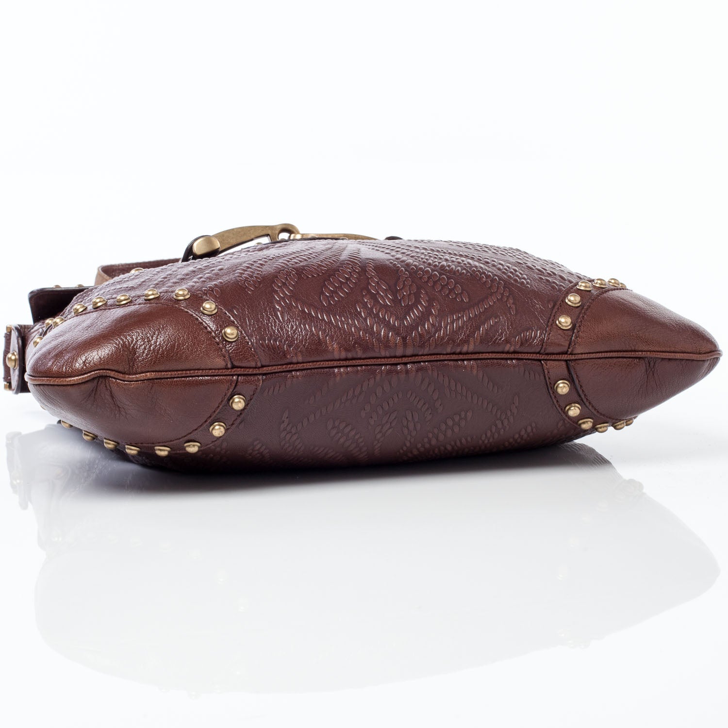 Gucci Leather Studded and Tooled Pelham Brown 6 of 10