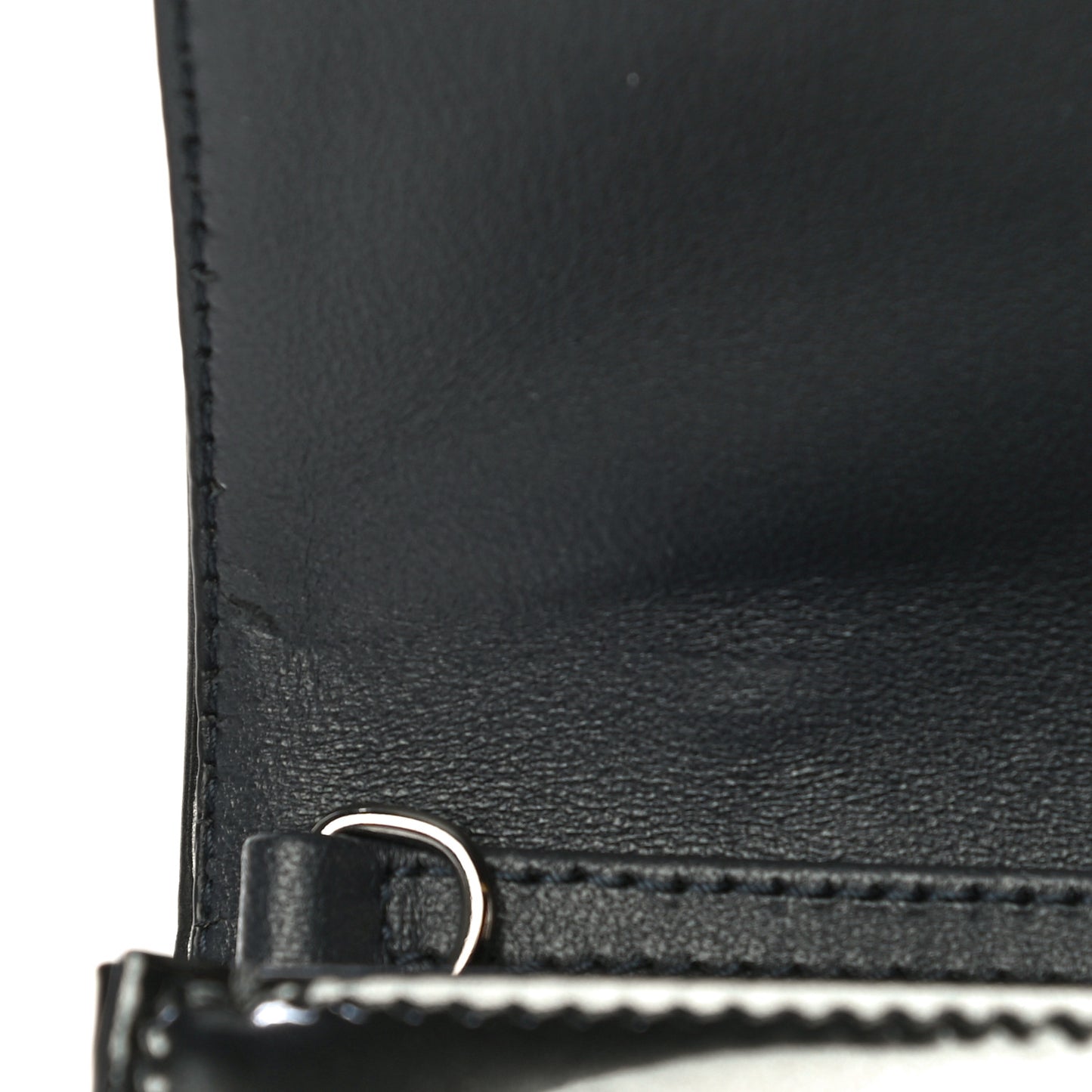 Metallic Patent Micro-Cannage Diorama Wallet on Chain Pouch Onyx Black